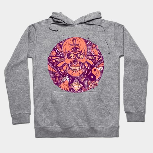 Peach Skull Circle of Humanity Hoodie by kenallouis